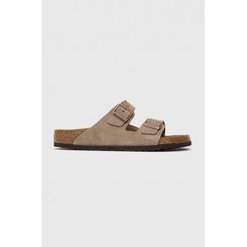 Birkenstock papuci din piele Arizona barbati, culoarea bej, 51461