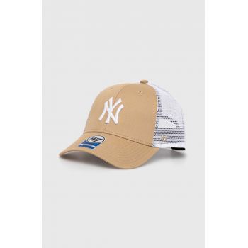 47 brand șapcă de baseball pentru copii MLB New York Yankees Branson culoarea bej, cu imprimeu, BBRANS17CTP