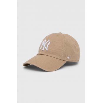 47 brand șapcă din bumbac pentru copii MLB New York Yankees CLEAN UP culoarea bej, cu imprimeu, BNLRGW17GWS