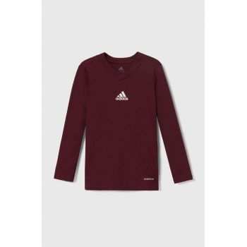 adidas Performance longsleeve copii TEAM BASE TEE Y culoarea bordo, cu imprimeu, GN7510 ieftin