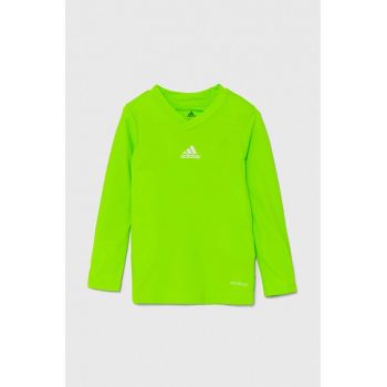 adidas Performance longsleeve copii TEAM BASE TEE Y culoarea verde, cu imprimeu, GN7513