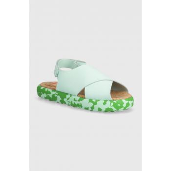 Camper sandale din piele pentru copii culoarea verde