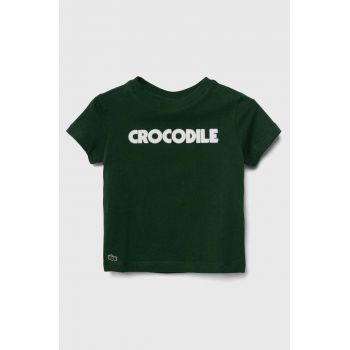 Lacoste tricou de bumbac pentru copii culoarea verde, cu imprimeu