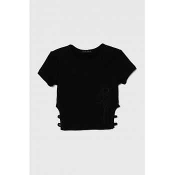 Sisley tricou de bumbac pentru copii culoarea negru