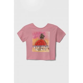 Sisley tricou de bumbac pentru copii culoarea roz
