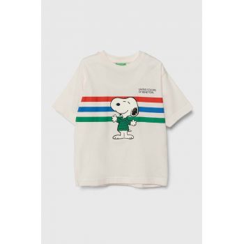 United Colors of Benetton tricou de bumbac pentru copii X Peanuts culoarea alb, cu imprimeu