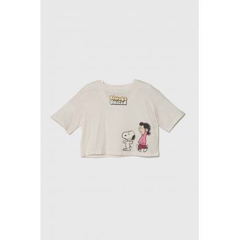 United Colors of Benetton tricou de bumbac pentru copii X Peanuts culoarea bej