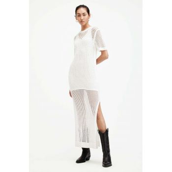 AllSaints rochie PALOMA TEE culoarea alb, maxi, drept, W141DA