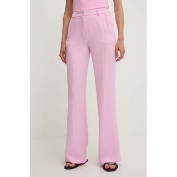 Answear Lab pantaloni femei, culoarea roz, drept, high waist