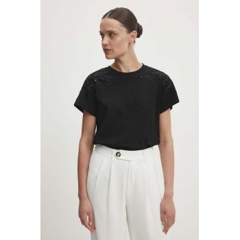 Answear Lab tricou din bumbac femei, culoarea negru