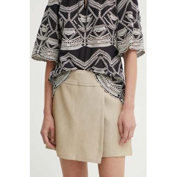 Bruuns Bazaar fustă pantaloni CindySusBBElica skirt/shorts culoarea bej, neted, high waist, BBW4024 de firma originali