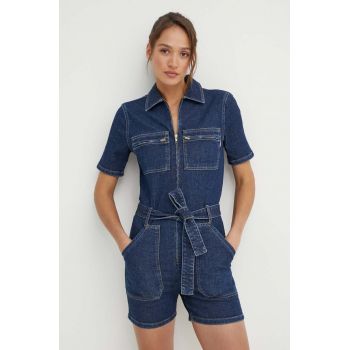 La Petite Française salopeta jeans CAPUCINE culoarea albastru marin, cu guler