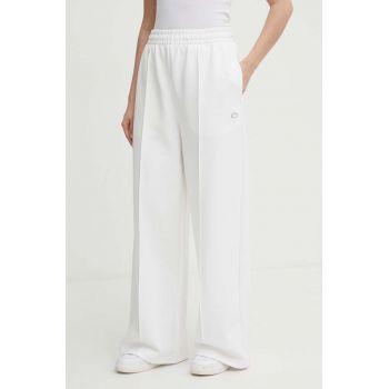 Lacoste pantaloni de trening culoarea alb, neted