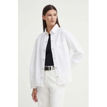 Marc O'Polo camasa jeans DENIM femei, culoarea alb, cu guler clasic, regular, 5000000064