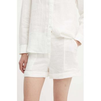 MAX&Co. pantaloni scurti din in culoarea alb, neted, high waist, 2416141025200