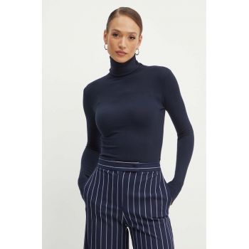MAX&Co. pulover femei, culoarea albastru marin, light, cu guler, 2418364994200