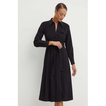 MAX&Co. rochie culoarea negru, midi, evazati, 2416221032200