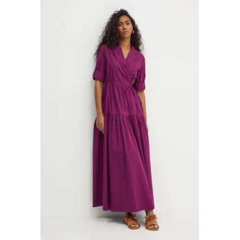 MAX&Co. rochie din bumbac culoarea violet, maxi, evazati, 2416221074200