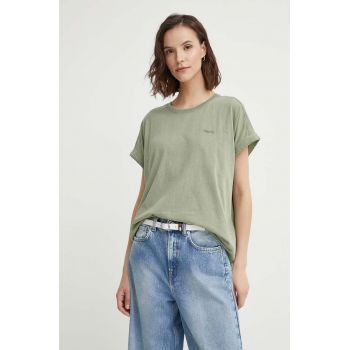 Pepe Jeans tricou din bumbac EDITH femei, culoarea verde, PL505893
