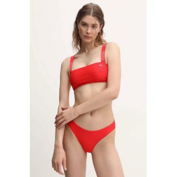 Puma sutien de baie culoarea rosu, cupa usor rigidizata, 938347