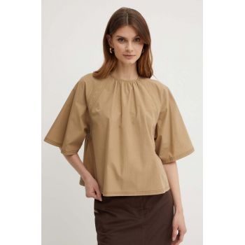 Weekend Max Mara bluza din bumbac femei, culoarea bej, neted, 2415161032600 de firma originala
