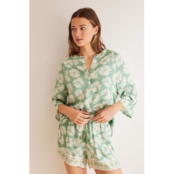women'secret pijama CITRIC SUMMER femei, culoarea verde, 3597404