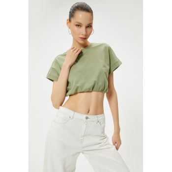 Tricou crop cu maneci cazute