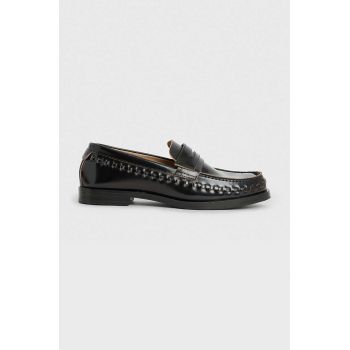 AllSaints mocasini de piele Sofie femei, culoarea negru, cu toc plat, WF643Y