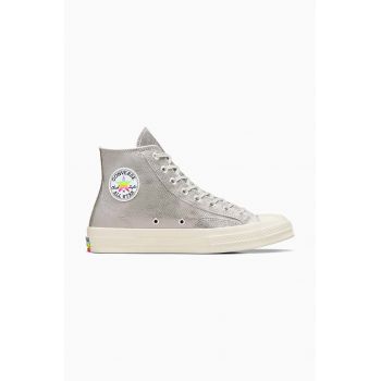 Converse tenisi Chuck 70 Hi Pride femei, culoarea argintiu, A10214C