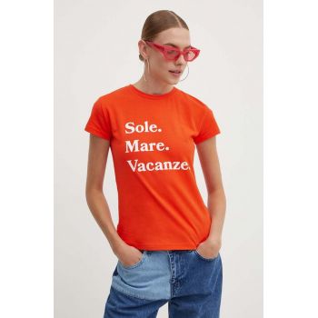Drivemebikini tricou Sole Mare Vacanze femei, culoarea portocaliu de firma original