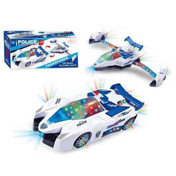 Jucarie 2in1 Transformers Masina de politie si Avion cu sunete (Culoare produse: Alb)