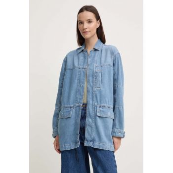 Pepe Jeans geacă din denim CLARENCE femei, de tranziție, oversized, PL402413