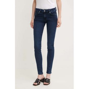 Pepe Jeans jeansi SKINNY JEANS LW femei, culoarea albastru marin, PL204583CU2