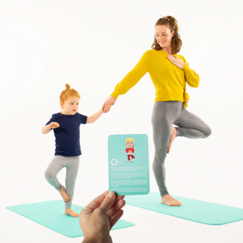 Set yoga mama-copil saltele asortate si carduri incluse Earth turcoaz