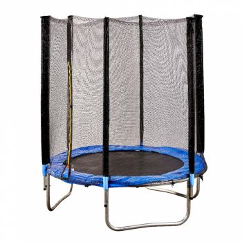 Trambulina pentru copii, Ikonka, cu plasa de protectie 163 cm, intrare cu fermoar, diametru total 183cm, capacitate maxima 150 kg, Black