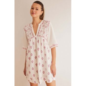 women'secret cămașă de noapte din bumbac MIX AND MATCH ORIGINS culoarea alb, bumbac, 4927031