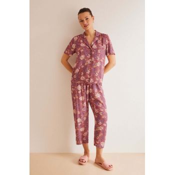 women'secret pijama MIX AND MATCH ORIGINS femei, culoarea bordo, 4857426
