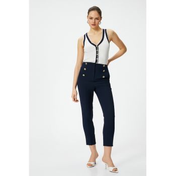 Pantaloni crop cu talie inalta
