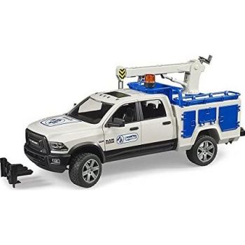 Jucarie RAM 2500 service truck with crane and rotating beacon, model vehicle