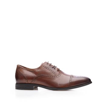 Pantofi bărbați eleganți din piele naturală, Leofex - 587 Cognac Box
