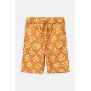 Coccodrillo pantaloni scurți din bumbac pentru copii culoarea maro, talie reglabila