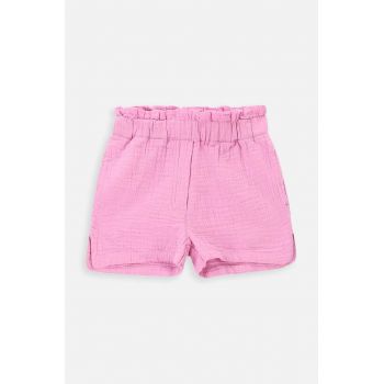 Coccodrillo pantaloni scurți din bumbac pentru copii culoarea roz, neted