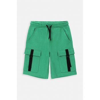 Coccodrillo pantaloni scurți din bumbac pentru copii culoarea verde, talie reglabila
