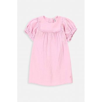 Coccodrillo rochie din bumbac pentru copii culoarea roz, mini, evazati