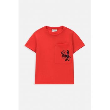 Coccodrillo tricou de bumbac pentru copii culoarea rosu, cu imprimeu de firma original