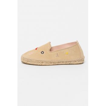 Espadrile de piele intoarsa cu detalii brodate