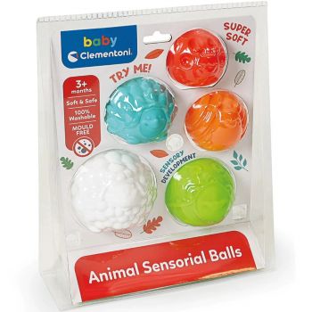 Resigilat - Jucarie Set bile senzoriale Baby Clementoni, Forme de animale, Multicolor