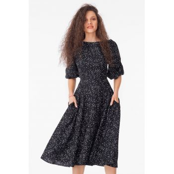 Rochie midi cu maneci bufante