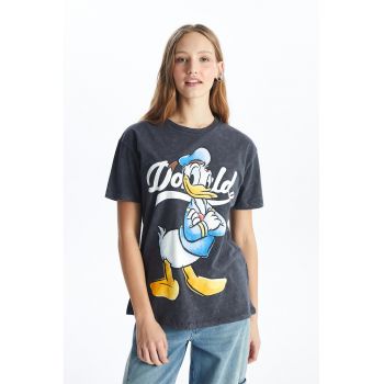 Tricou cu decolteu la baza gatului si imprimeu Donald Duck