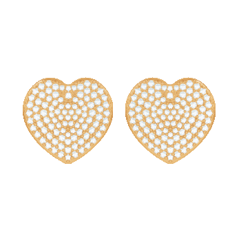 Cercei cu știft inimă 1 cm, placați cu aur și zirconiu alb, Lilou